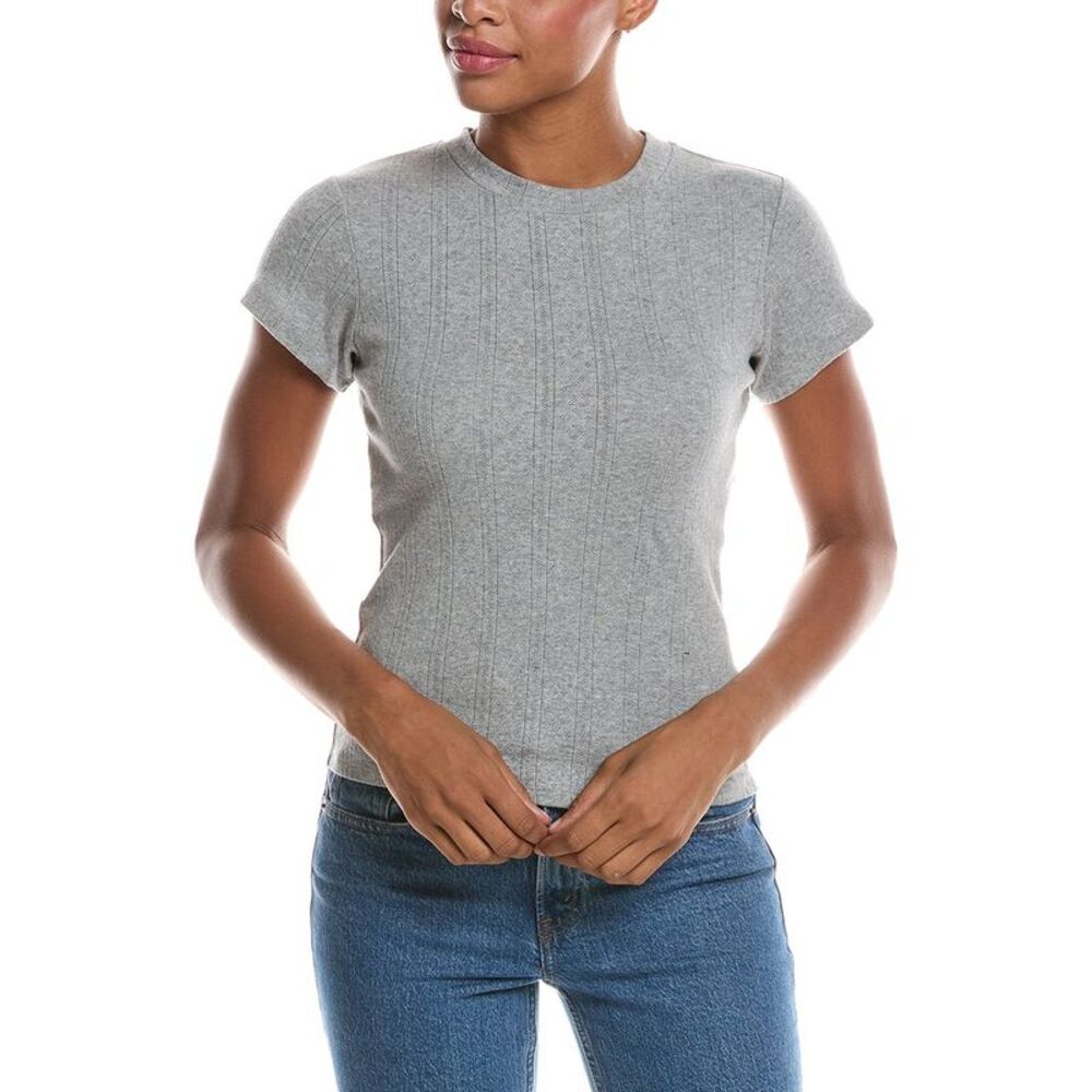Perfectwhitetee Womens  Katy Pointelle Baby T-Shirt, Gray